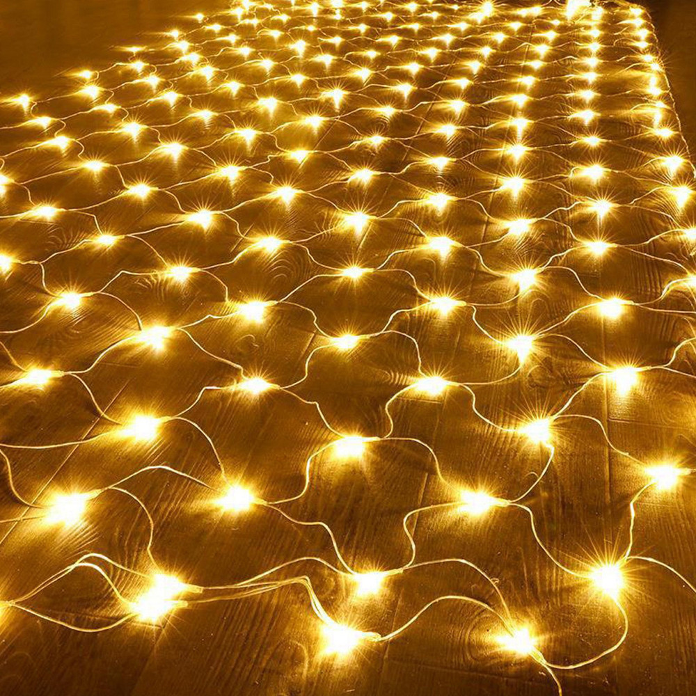 Гірлянда світлодіодна новорічна тепла біла Сітка 120 LED 1.7x1.5м святкова прикраса Київ - фото 8