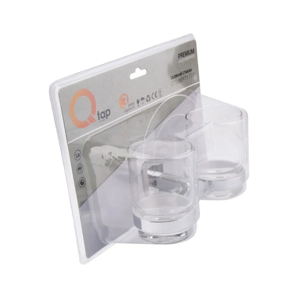 Склянка з тримачем Qtap Liberty настінний подвійний QTLIBCRM1155 Chrome Київ - фото 9