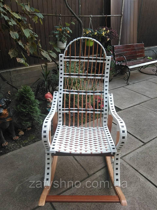 Кресло качалка плетеная белая складная Киев - изображение 3