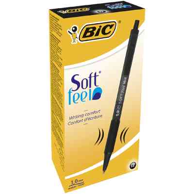 Ручка шариковая Bic автоматическая Soft Clic Grip с резиновым грипом Черная (bc837397) Винница