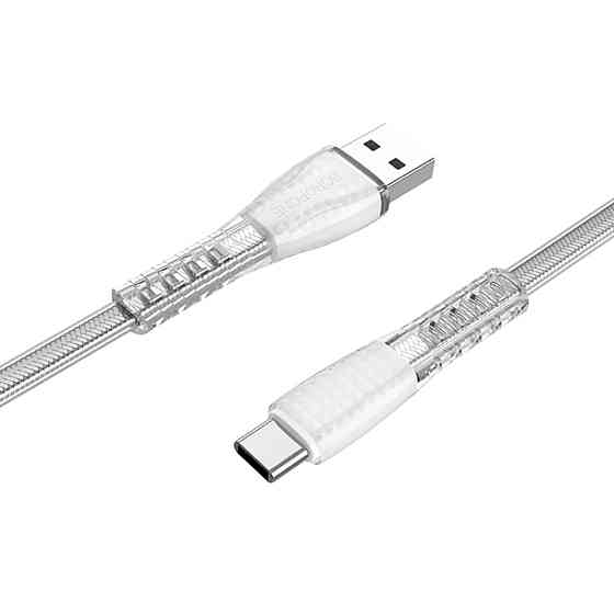 Кабель BOROFONE BU31 USB to Type-C 3A, 1m, PVC, PVC connectors, Silver Киев