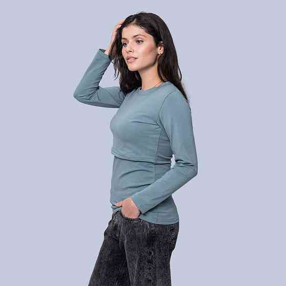 Лонгслів для вагітних та годуючих Блакитний Київ