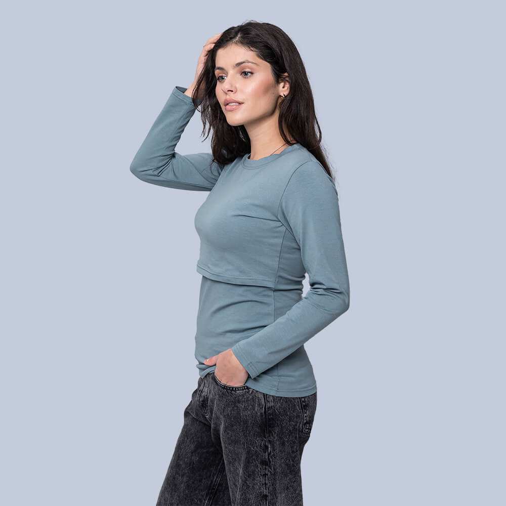 Лонгслів для вагітних та годуючих Блакитний Київ - фото 2