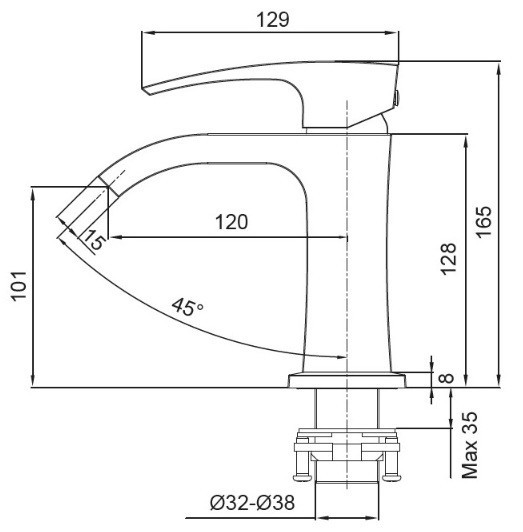 Смеситель для умывальника Koer KB-12007-04 хром с белым (KR5151) Харьков - изображение 3