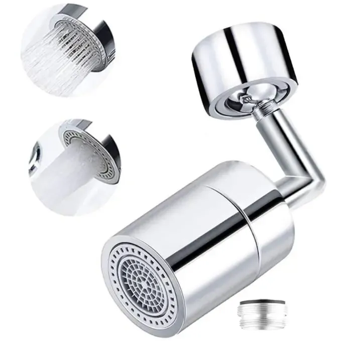 Насадка на кран Water для смесителя. Аэратор поворотная головка на 720 градусов с 2 режимами изогнутый вращающийся Коломия - фото 3