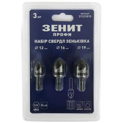 Набір свердл Зеніт "ПРОФІ" зеньківка 12мм,16мм,19мм (31121619) Вінниця - фото 1
