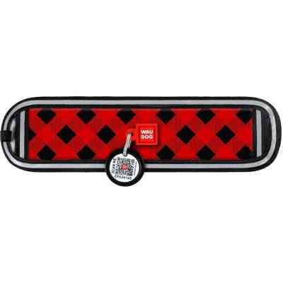 Эргономичные накладки на ошейник WAUDOG Nylon с QR-паспортом Шотландка красная XS-S 10-15 мм (2403-0100) Винница