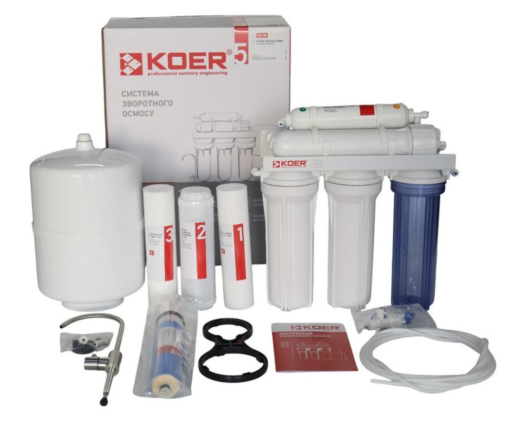 Система зворотного осмосу KOER KV-90 5 ступенів, мембрана 75 галон (KR5326) Київ - фото 3