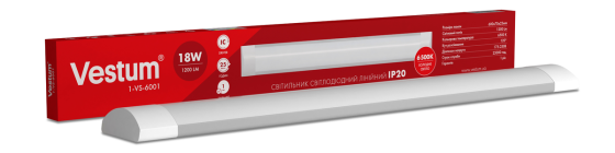 Світлодіодний лінійний світильник Vestum 1,2м 54W 6500K 220V IP20 1-VS-6003 Дніпро