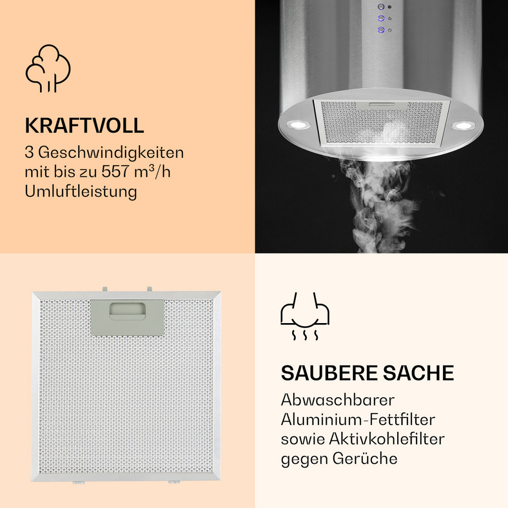 Вытяжка Barella 35,5 x 93,5 x 43 см Циркуляционный воздух 557 м³/ч LED фильтр с активированным углем Ровно - изображение 4