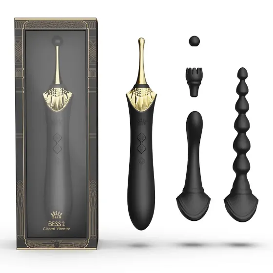 Мультифункціональний вібратор Zalo — Bess 2 Obsidian Black, 4 насадки, підігрів Львів