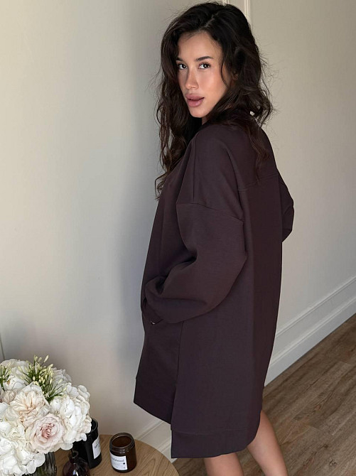 Женское спортивное оверсайз платье дабл фэйс 100% хлопок Шоколад Одесса - изображение 6