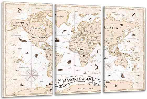 Модульная картина в гостиную / спальню  Мапа світу   ART-026_3A 70х130 см Киев