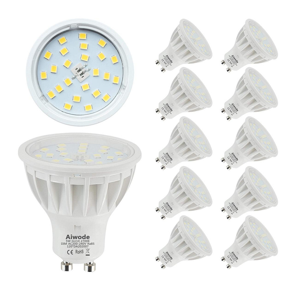 Набор LED-ламп Aiwode GU10 5W (10 шт.), теплый свет 2700K, 600 Lm, с регулировкой яркости Киев - изображение 2