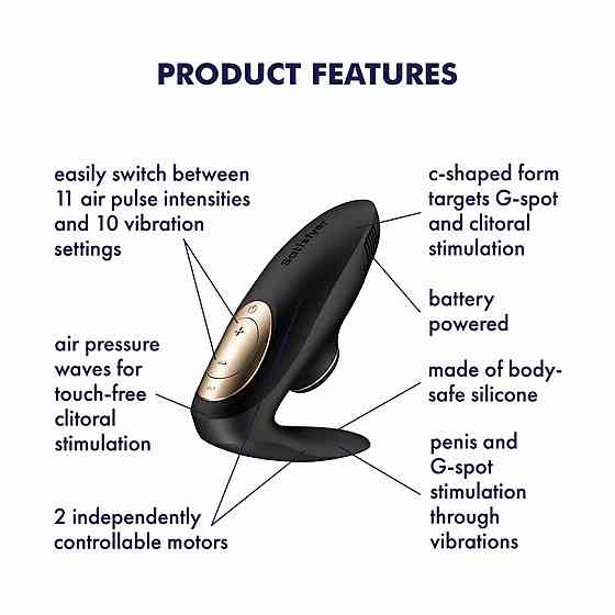 Черный парный стимулятор Air Pulse и вибрации Satisfyer Pro 4 Couples, 12 см Sex Aura Киев