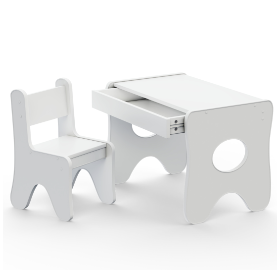 Комплект дитячих меблів столик та стільчик 70×45×51, стіл та стілець у дитячу білий з деревом 1, Білий, ламінована ДСП, № 1, ДСП, ДСП Київ