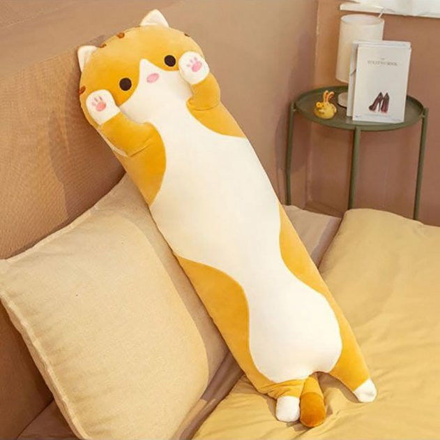 Іграшка обіймашка Кіт Батон, м'яка іграшка антистрес, подушка обіймашка, 70 см, Рижий Київ - фото 4