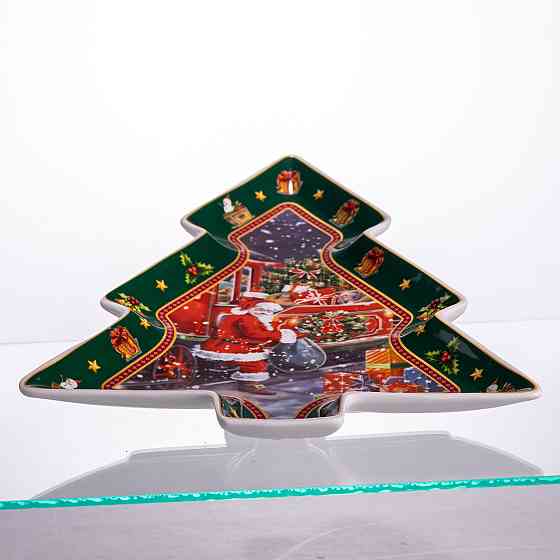 Блюдо сервировочное новогоднее для закусок из фарфора Santa 29×24×2 (см) HP-SDHK-18 Киев