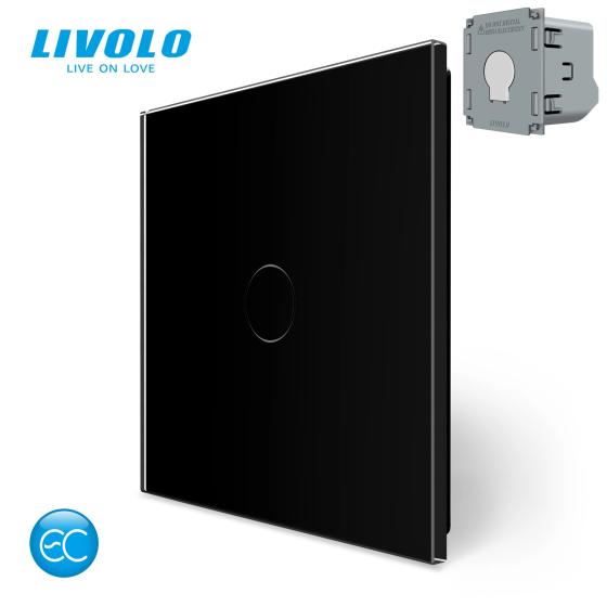LIVOLO Комплект бездротовий сенсорний вимикач з реле LIVOLO чорний матове скло Коломия