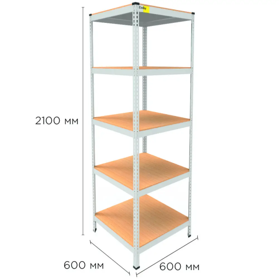 Металевий стелаж Emby Light Series (розмір 2100х600x600мм) 5 полиць ДСП до 100кг Білий Київ