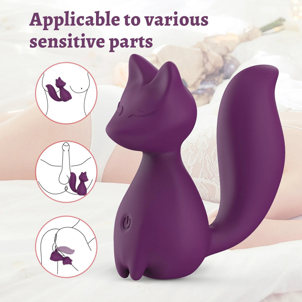 Мини-вибратор клиторальный Every Night Toys Doris в форме лисы фиолетовый, 10 режимов вибрации Sex Aura Киев - изображение 4