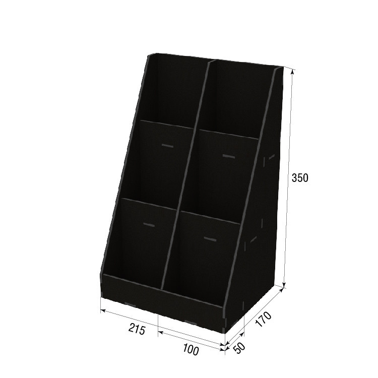 Органайзер EKOSTAR під пакети 6 комірок чорний 215х170х350 Київ - фото 3