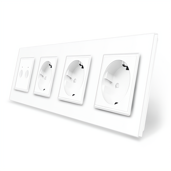 LIVOLO Сенсорний вимикач Sense 2 сенсора 3 розетки Livolo білий скло (VL-C7FC2/FCTC16A/FCTC16A/ Коломия