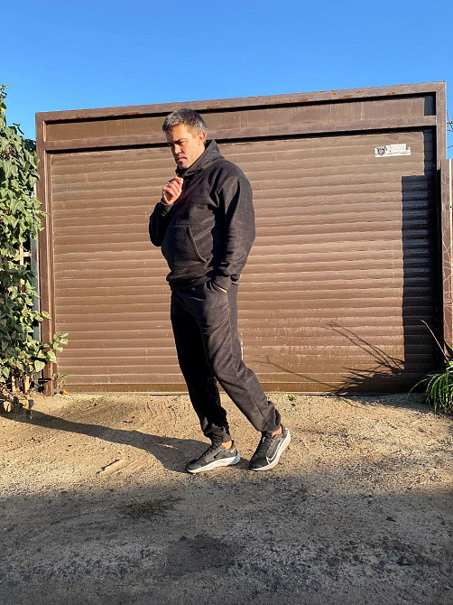 Мужской теплый костюм двойка: кофта и штаны двусторонний флис Полар Черный, 44/46 Одесса - изображение 4