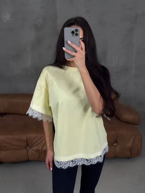 Женская футболка негабаритного размера с кружевом — трендовая основа на каждый день Одесса - изображение 13