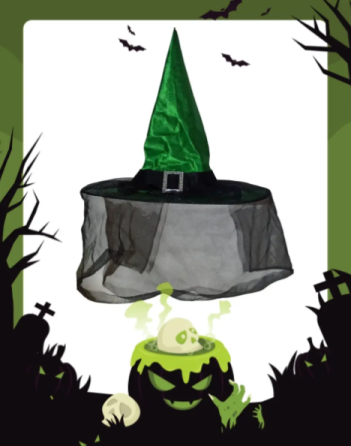 Шапка ведьмы с вуалью Хэллоуин one size зелено-черный Киев