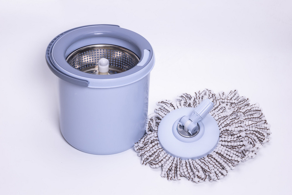 Набір для вологого прибирання з круглою телескопічною шваброю з мікрофібри та відром із віджимом для дому HP-35015-21 Київ - фото 3