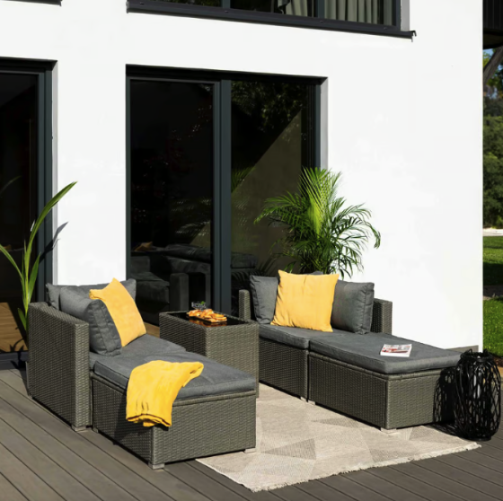 Комплект садових меблів для тераси двору балкона набір столу та стільців для відпочинку Di Volio Alzano сірий Київ