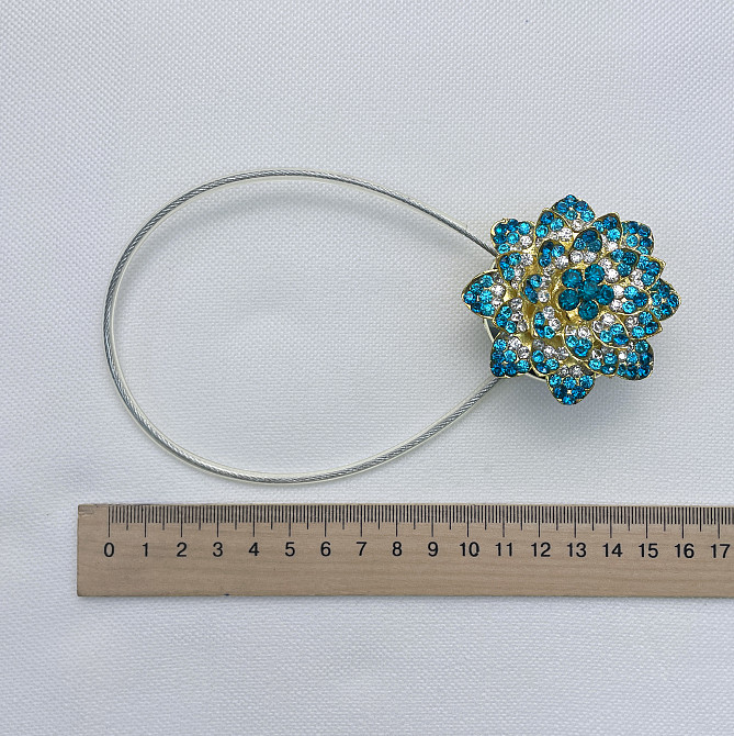 Магніти для штор та гардин "Flowers" набір 2 шт Бірюзовий з золотистим (81-202) Київ - фото 7