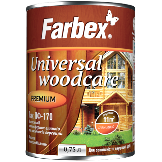 Лак алкідний ПФ-170 для зовнішніх робіт глянсовий ТМ "Farbex" -0,75 л Харків