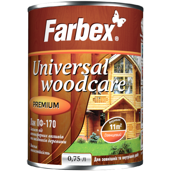 Лак алкідний ПФ-170 для зовнішніх робіт глянсовий ТМ "Farbex" -0,75 л Харків - фото 1