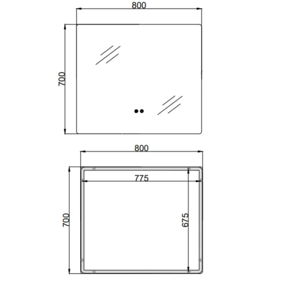 Дзеркало Qtap Taurus (TA2) 800×700 мм з LED-підсвіткою Touch, з антизапотіванням, з димером, темп. кольору (3000-6500K) Київ