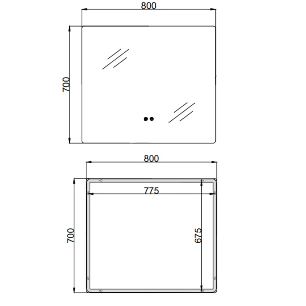 Дзеркало Qtap Taurus (TA2) 800×700 мм з LED-підсвіткою Touch, з антизапотіванням, з димером, темп. кольору (3000-6500K) Київ - фото 2