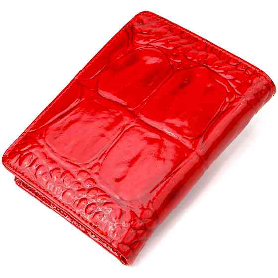 Лакированный вертикальный женский кошелек из натуральной кожи с тиснением под крокодила CANPELLINI 21681 Киев