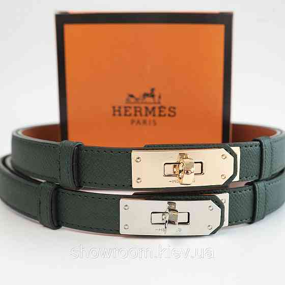 Жіночий ремінь шкіряний Hermes Гермес (280-2) зелений Київ