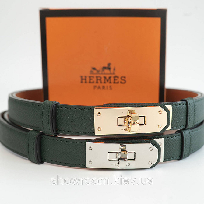 Жіночий ремінь шкіряний Hermes Гермес (280-2) зелений Київ - фото 5