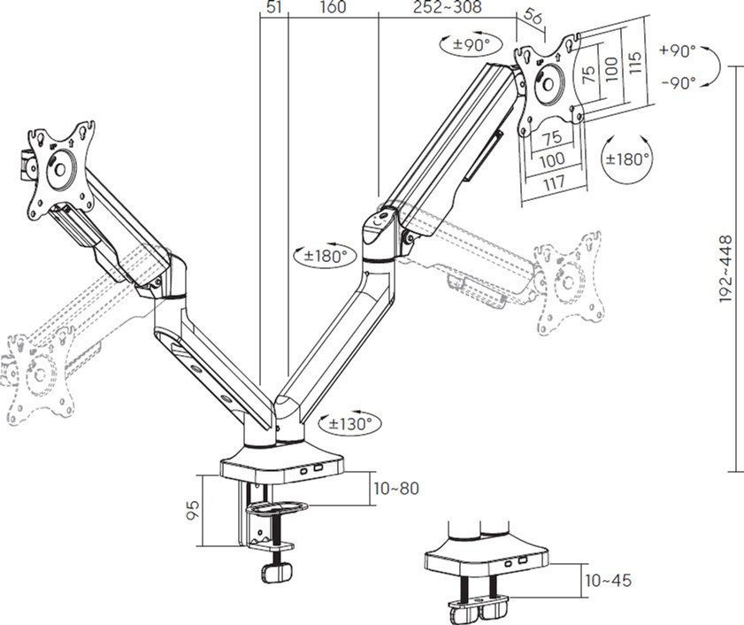Кріплення настільне для двох моніторів OfficePro 17-35" White (MA442W) ( 10466 ) Харків - фото 7