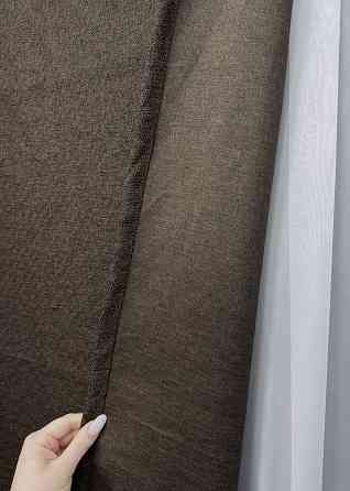 Комплект штор VR-Textil льон преміум ELEMENTA 150х270 2шт і Тюль 500х270 1867ш-115т венге з білим 71-072/4 Київ