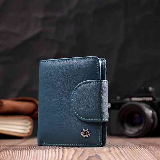 Красивое кожаное портмоне с монетницей снаружи для стильных женщин ST Leather 19457 Бирюзовый Киев