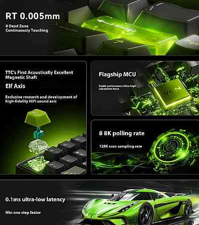 Ігрова механічна магнітна клавіатура VGN neon 75% a75. Київ