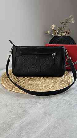 Женская кожаная сумочка, Стильная сумка из натуральной кожи, Маленькая черная сумка на плечеMasterSem Киев