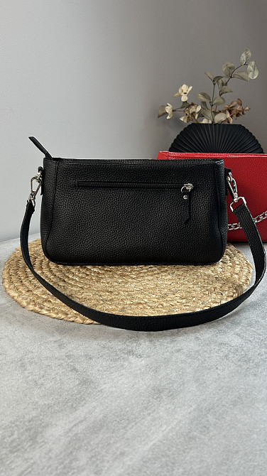 Женская кожаная сумочка, Стильная сумка из натуральной кожи, Маленькая черная сумка на плечеMasterSem Киев - изображение 2