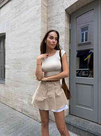 Жіноча трендова спідниця-шорти котон беж, 44/46 Одеса