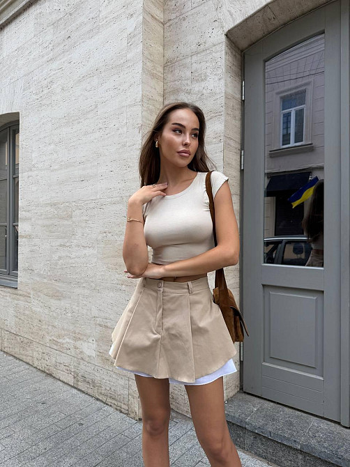 Жіноча трендова спідниця-шорти котон беж, 44/46 Одеса - фото 2