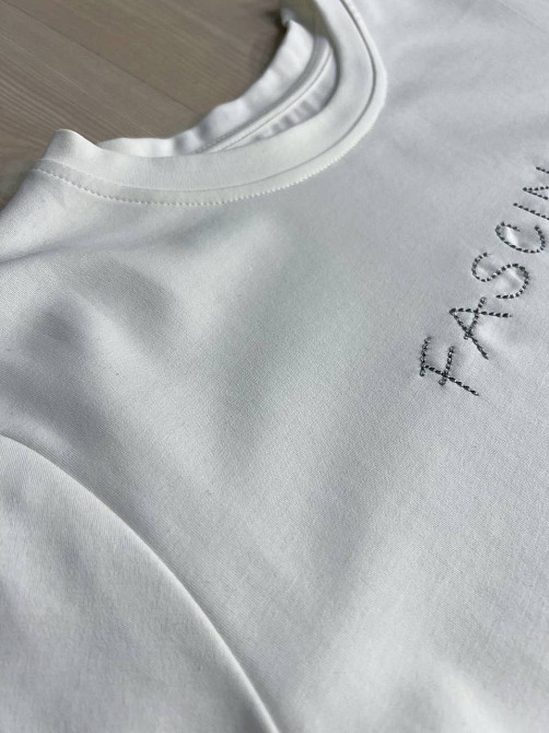 Футболка женская A-N 2632-32 надпись вышивка базовая по фигуре стандарт, белый, one size Киев - изображение 4