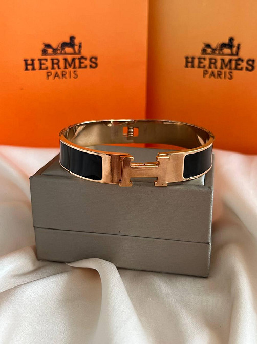 Браслет Hermes жёсткий | черная эмаль | напыление золото  |  напыление серебро 925 Одесса - изображение 4